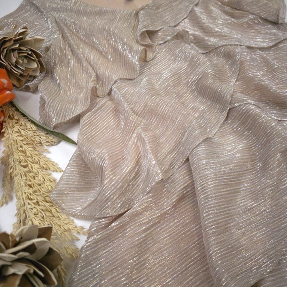 SLNY Shimmering Rose Gold Layered Dress Sz 12 - Picture 12 of 14